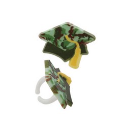 Camo Graduation Hat Cupcake Toppers