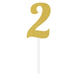 Number 2 Gold Cake Topper