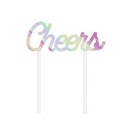 Iridescent Cheers Cake Topper