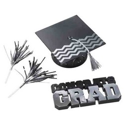 Cake Topper – XL Grad Cap and Diploma Pick silver – Cake Connection