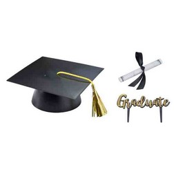  DecoPac Black Grad Cap with Tassels Cake Topper, Elegant  Graduation Hat Cake Decoration, Food Safe, Pack of 12 (22422) : Grocery &  Gourmet Food