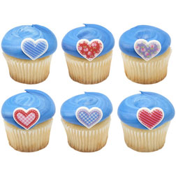 Cross Stitch Hearts Edible Toppers