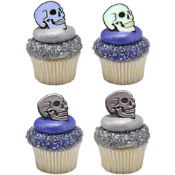 Metallic Skulls Cupcake Toppers