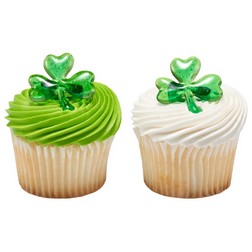 Glitter Shamrock Cupcake Toppers