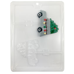 Vehicle with Christmas Tree Chocolate Lollipop Mold