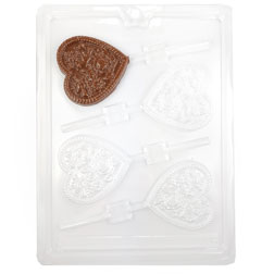 Decorated Heart Chocolate Sucker Mold