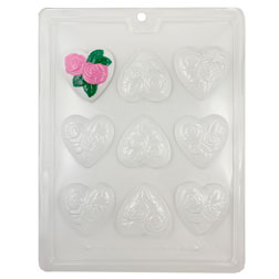 Medium Floral Hearts Chocolate Mold