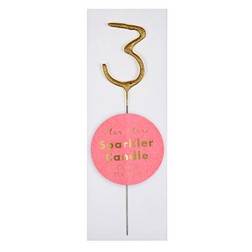 Gold Number 3 Mini Sparkler Candle