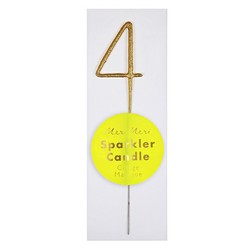 Gold Number 4 Mini Sparkler Candle