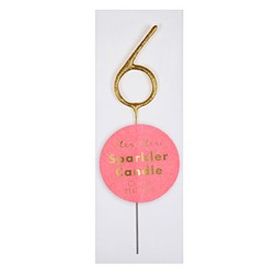 Gold Number 6 Mini Sparkler Candle