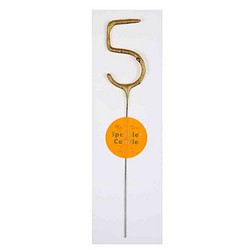 Gold Number 5 Sparkler Candle