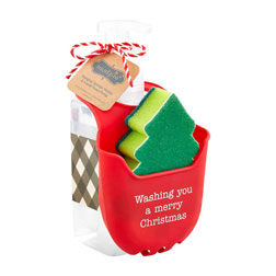 Christmas Tree Soap & Sponge Caddy Set