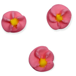 Pink Button Flowers Icing Decorations