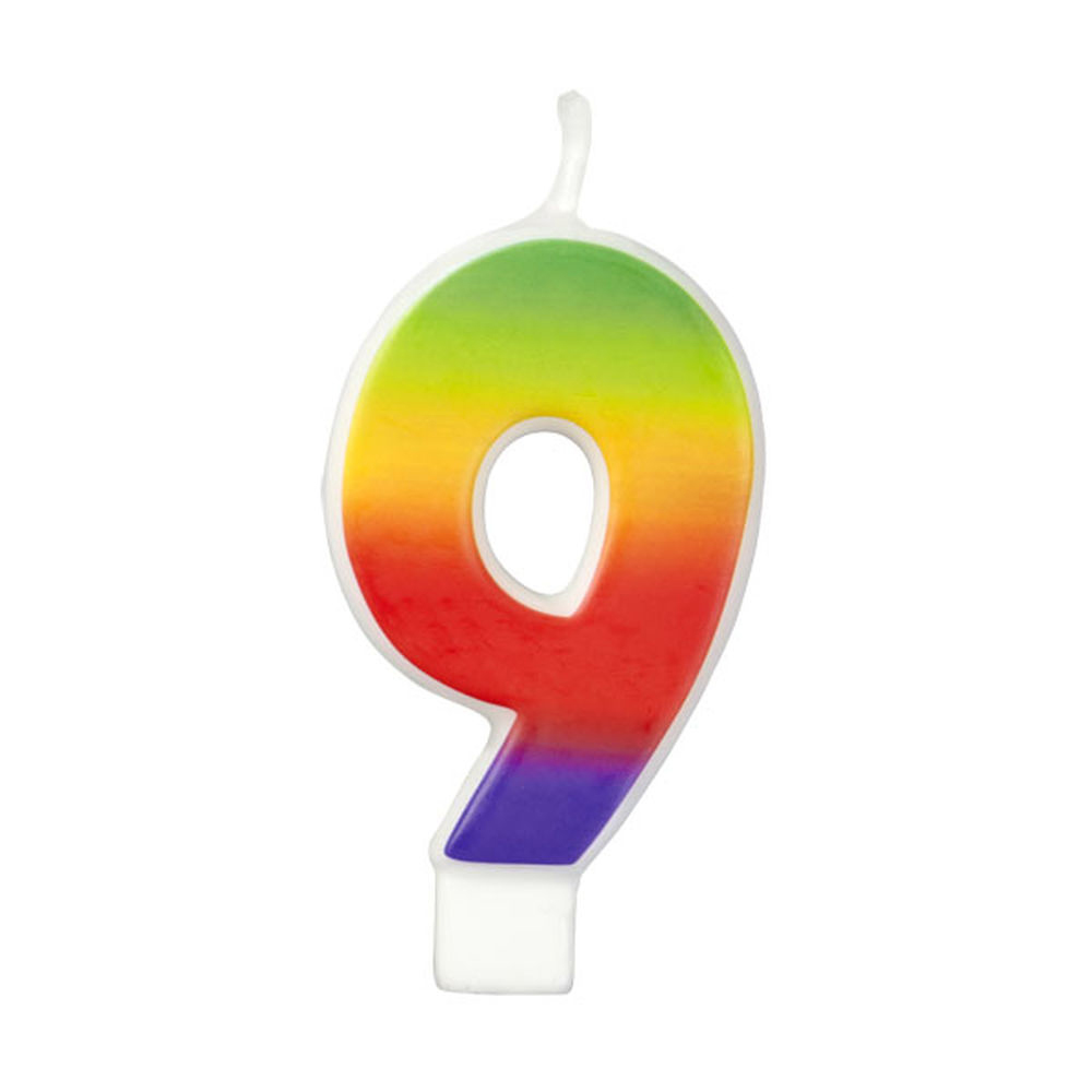 Number 9 Rainbow Candle - 2811-1048 | Country Kitchen SweetArt