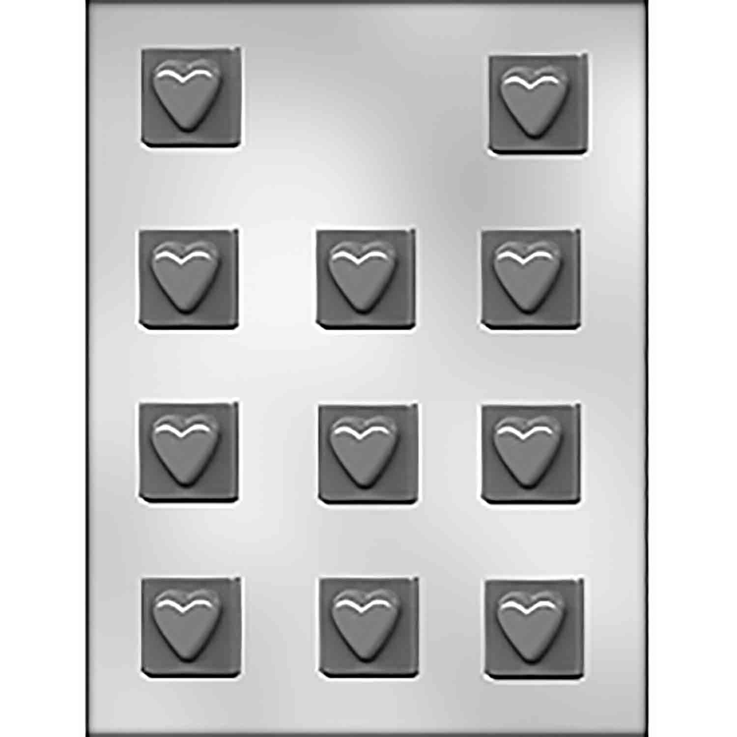 CK Products Heart on 1-1/4-Inch Square Chocolate Mold