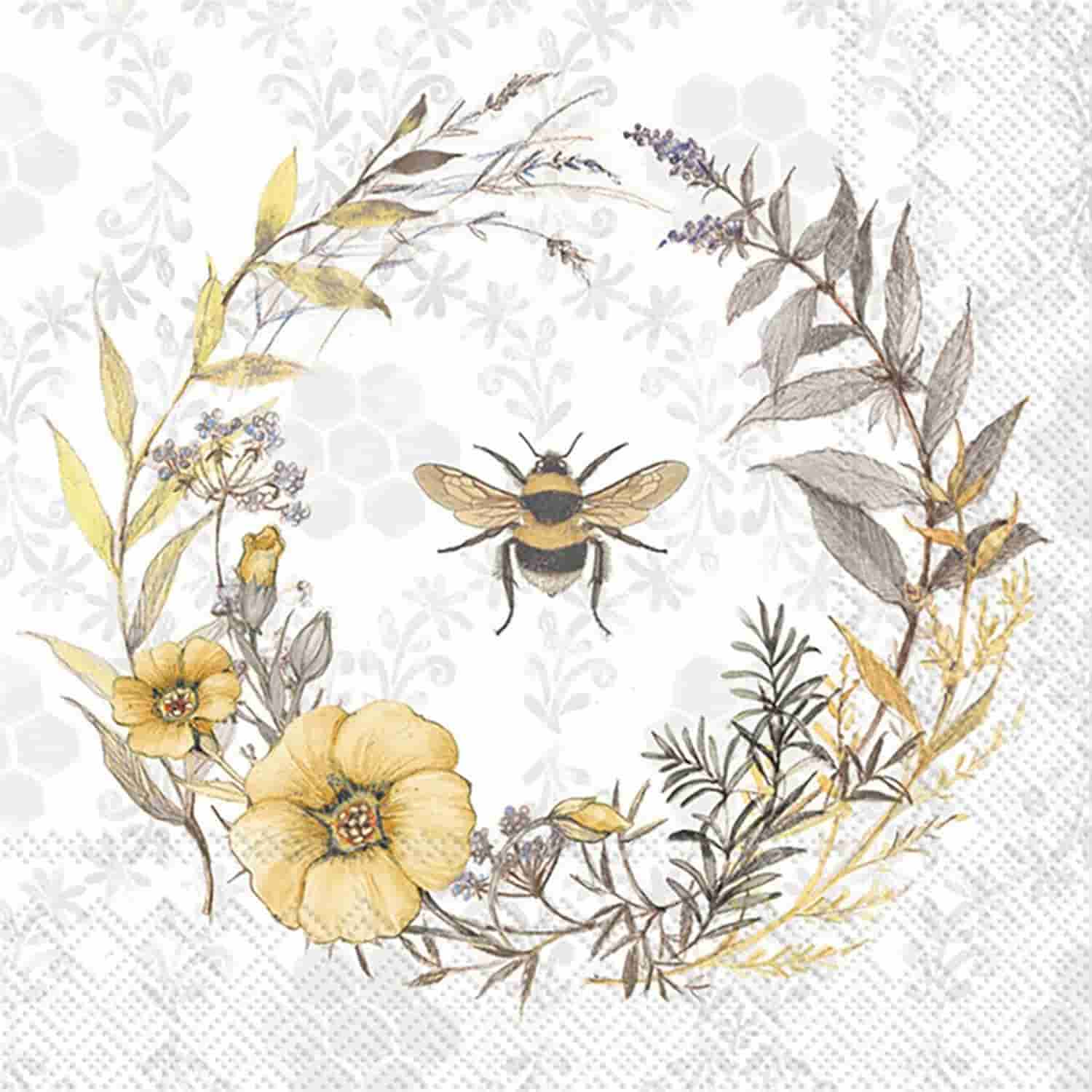 Bee Wreath Cocktail Napkins