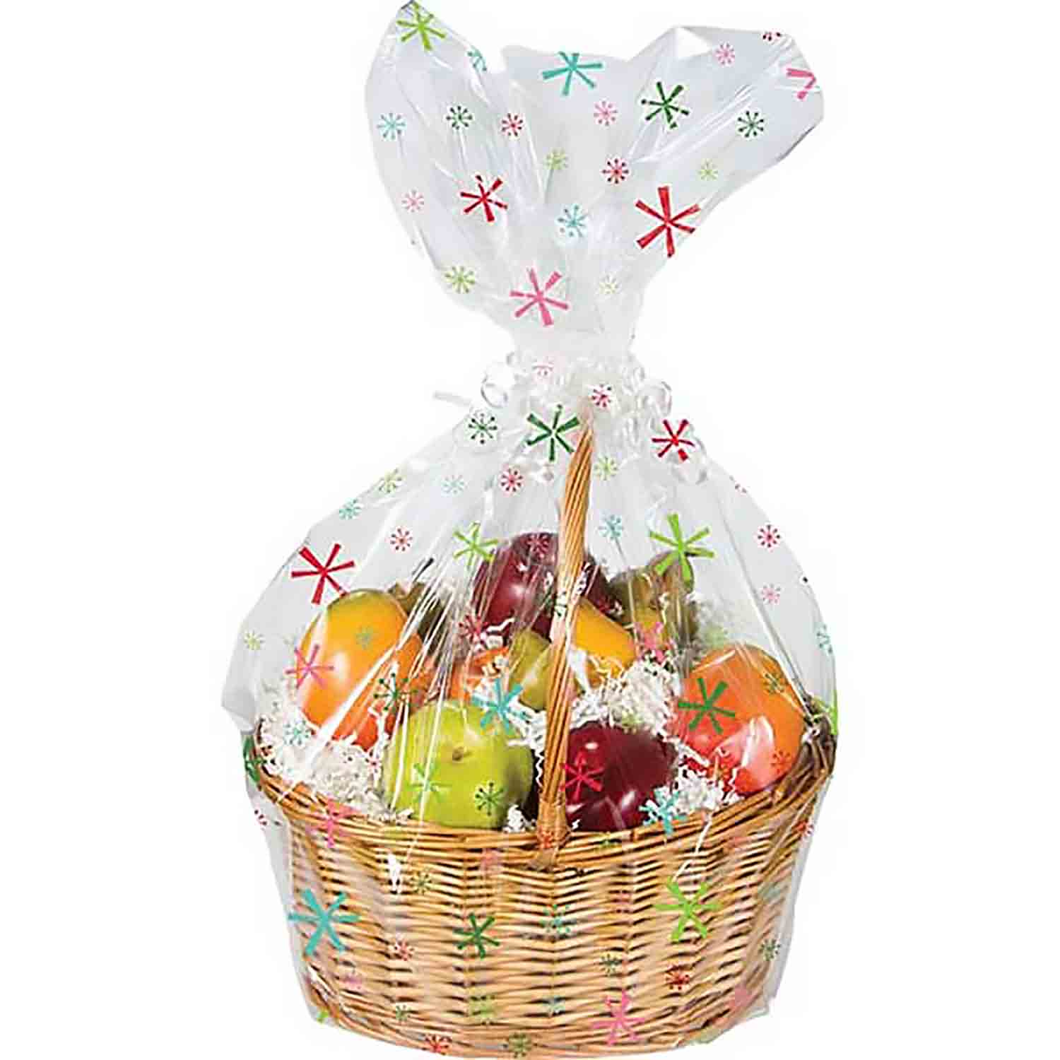 Bright Snowflakes Cello Basket Bag