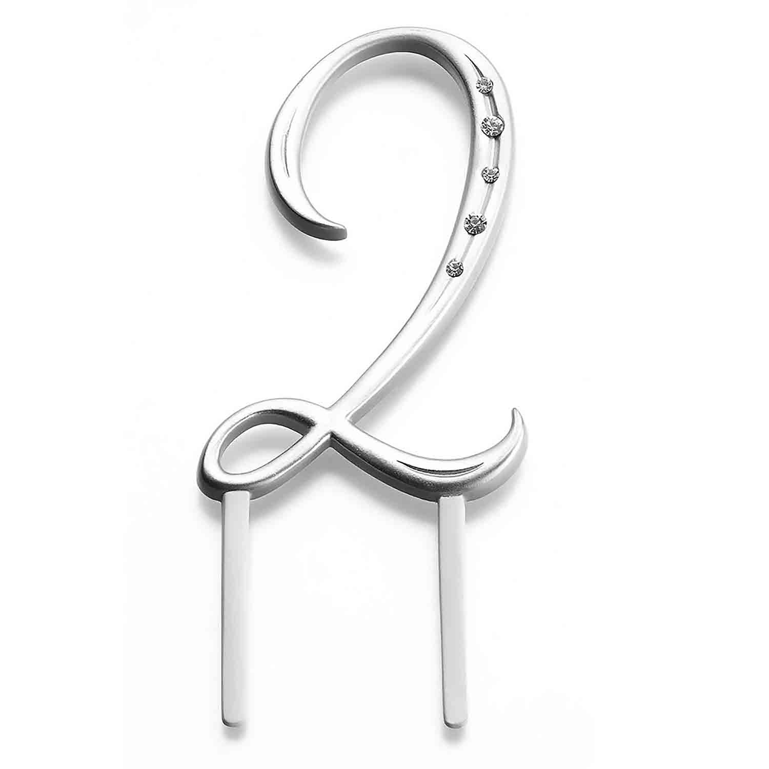 Silver Monogram Number 2 Cake Topper Lr Mg5552 Country