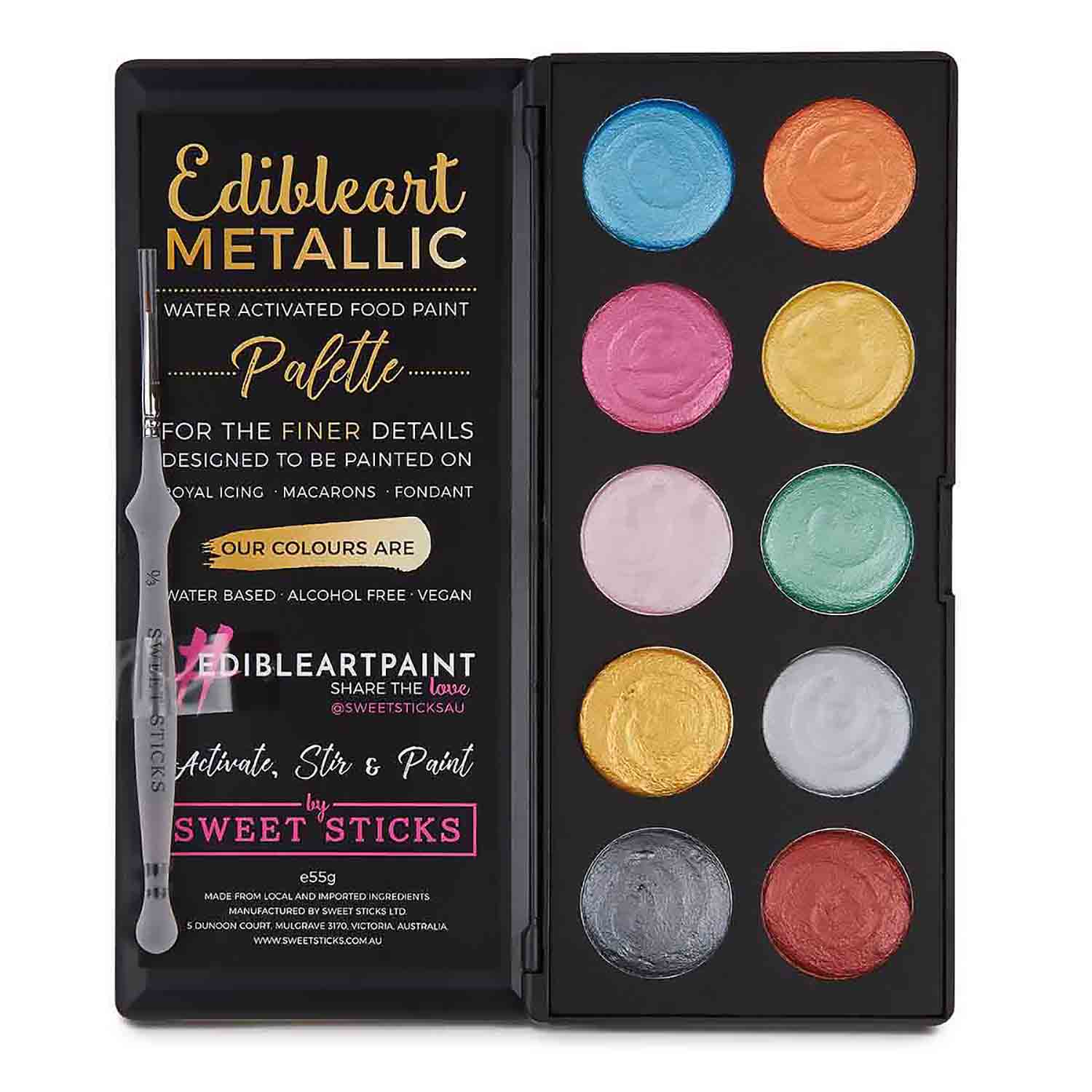 Metallic Colors Water Activated Food Paint Palette SS 305 Country Kitchen SweetArt