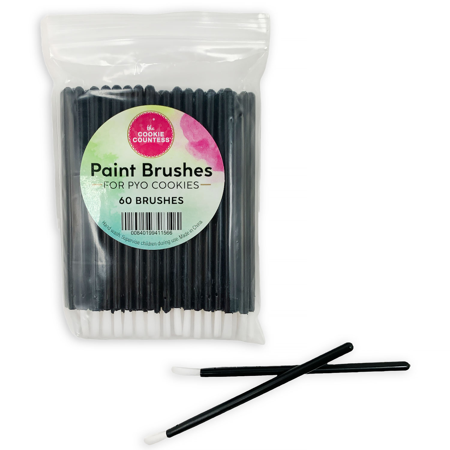 The Cookie Countess- Food Safe Paint Brushes for Pyo Cookies: Value Pack of 120 Brushes
