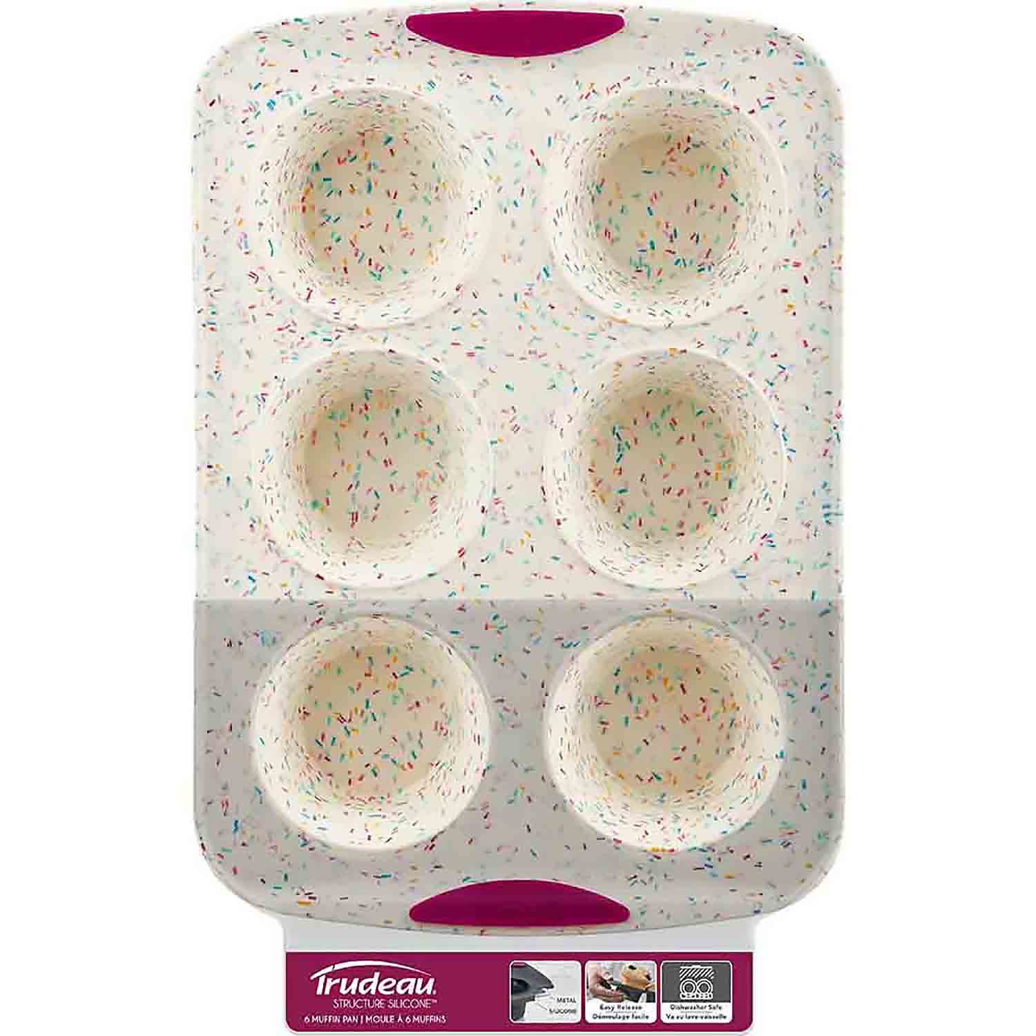 White Confetti 6-Count Silicone Jumbo Muffin Pan, Trudeau