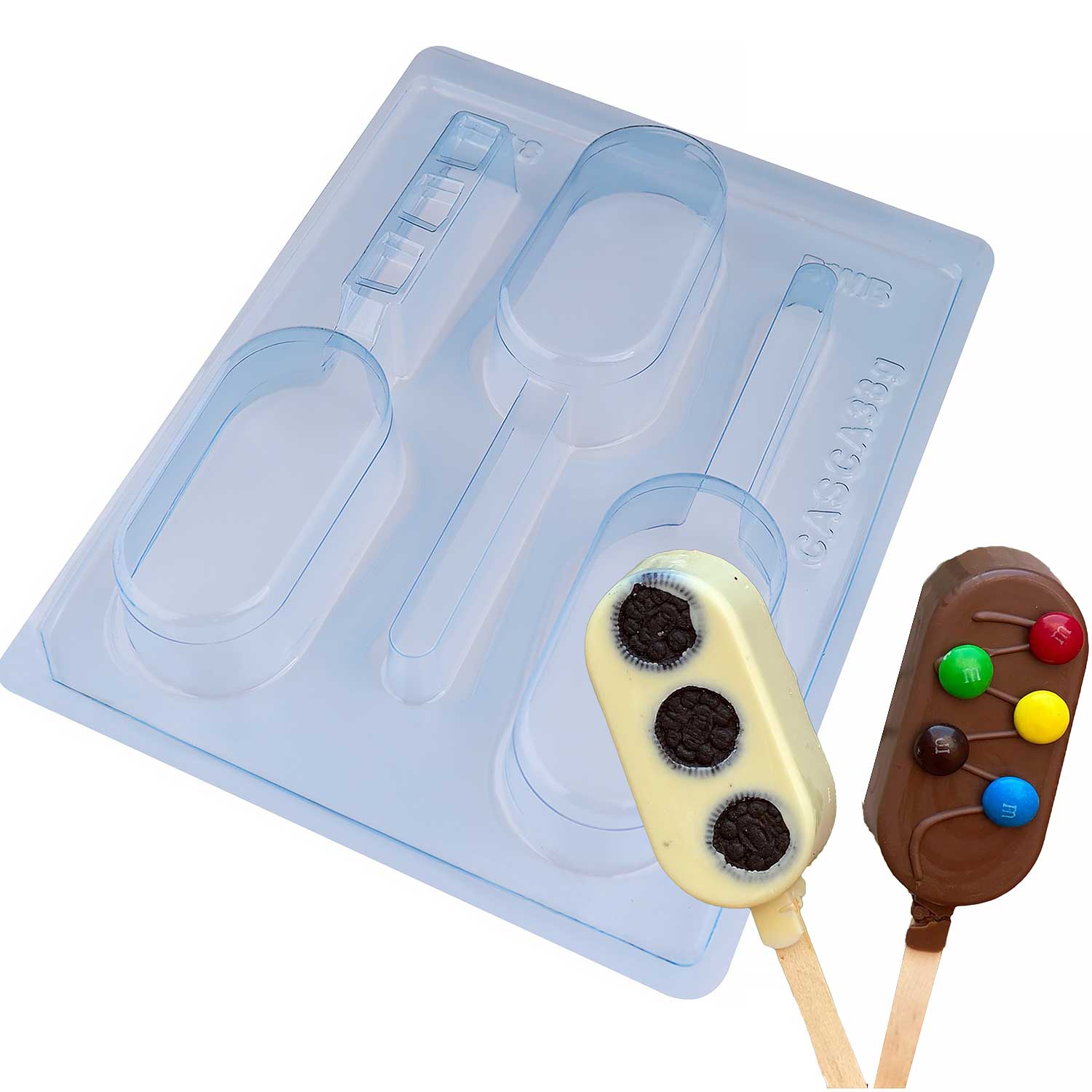 Oval Ice Pop Three Part Chocolate Mold