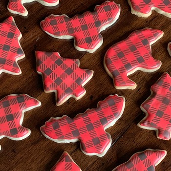 Buffalo Plaid Stenciled Sugar Cookies