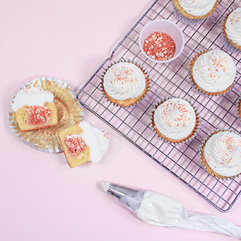 Rose Gold Sprinkle New Year's Cupcakes