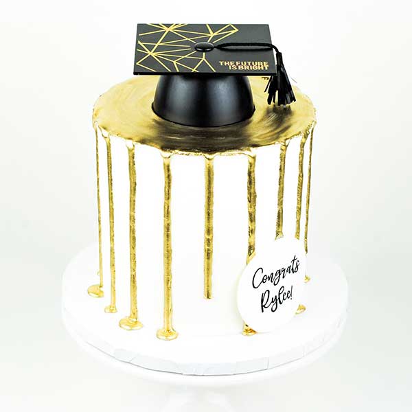 Gold Drip Graduation Cake