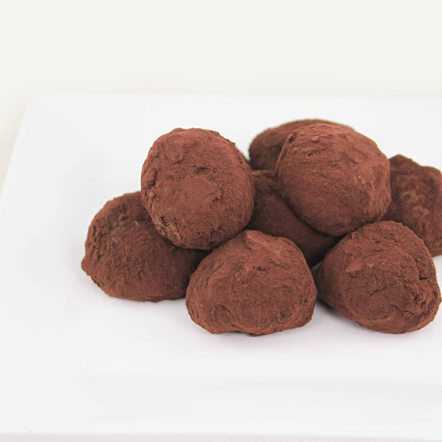 Whipped Mocha Truffles rolled in cocoa powder.