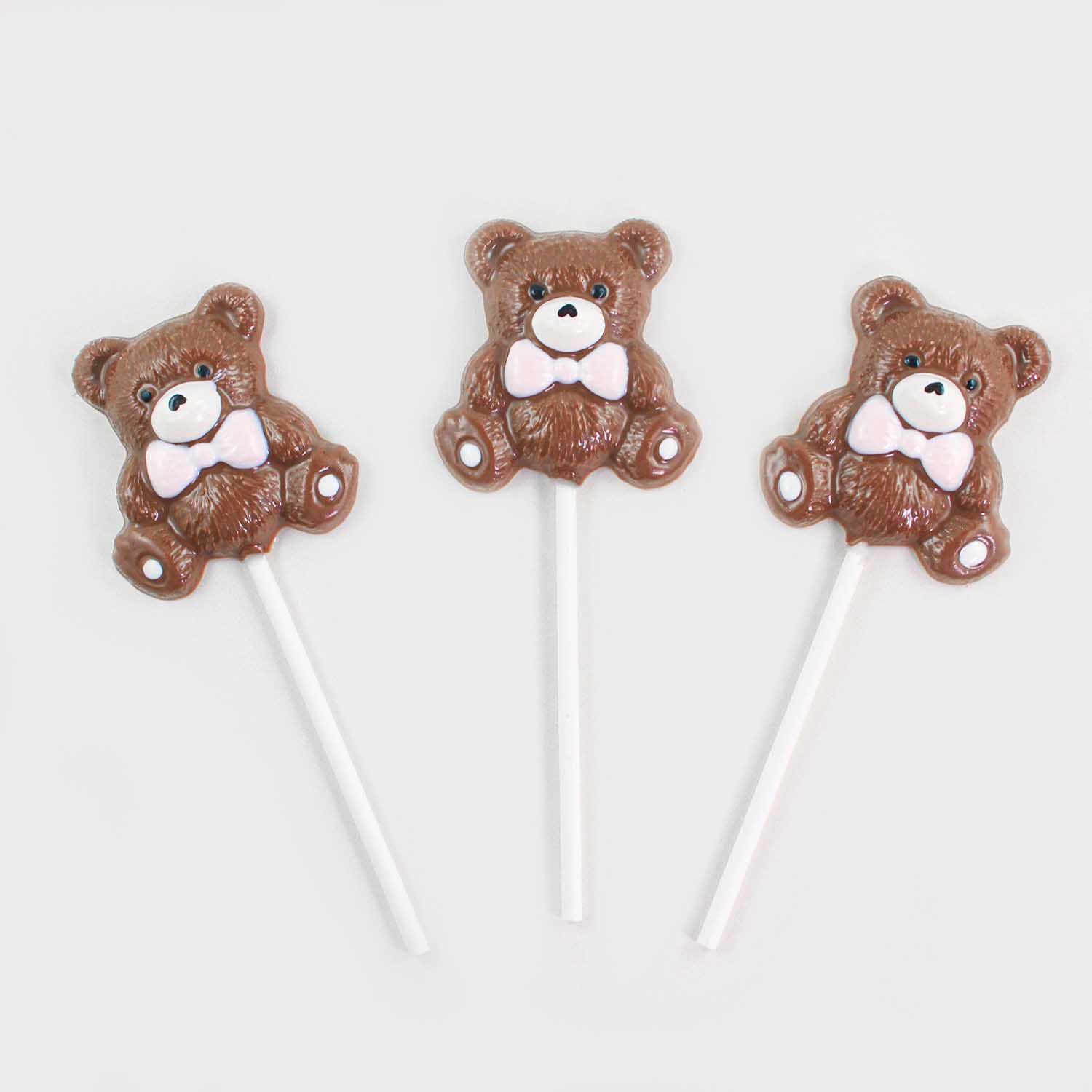 Teddy bear molded chocolate suckers