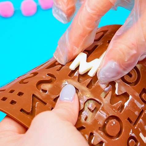 chocolate letter out of silicone mold