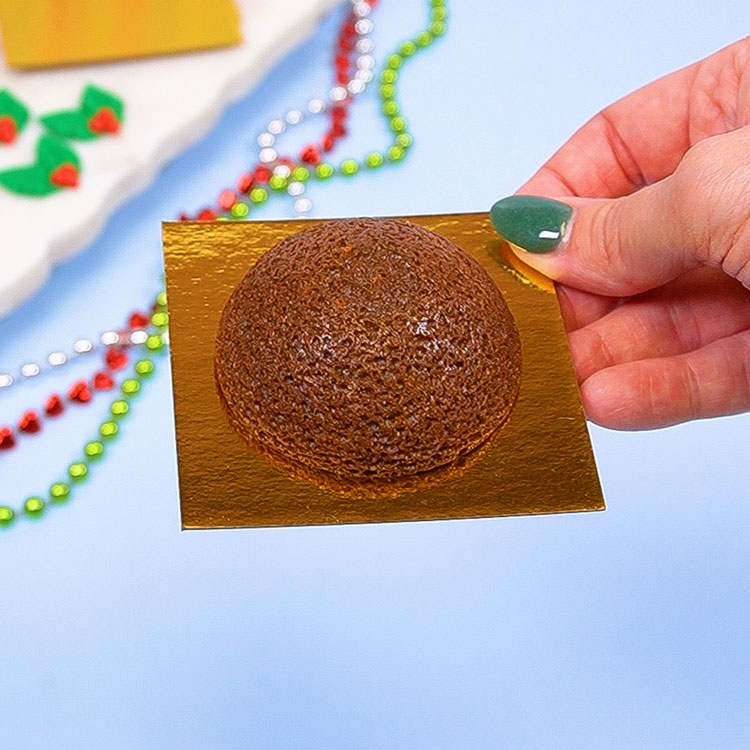 mini gingerbread cake on gold board