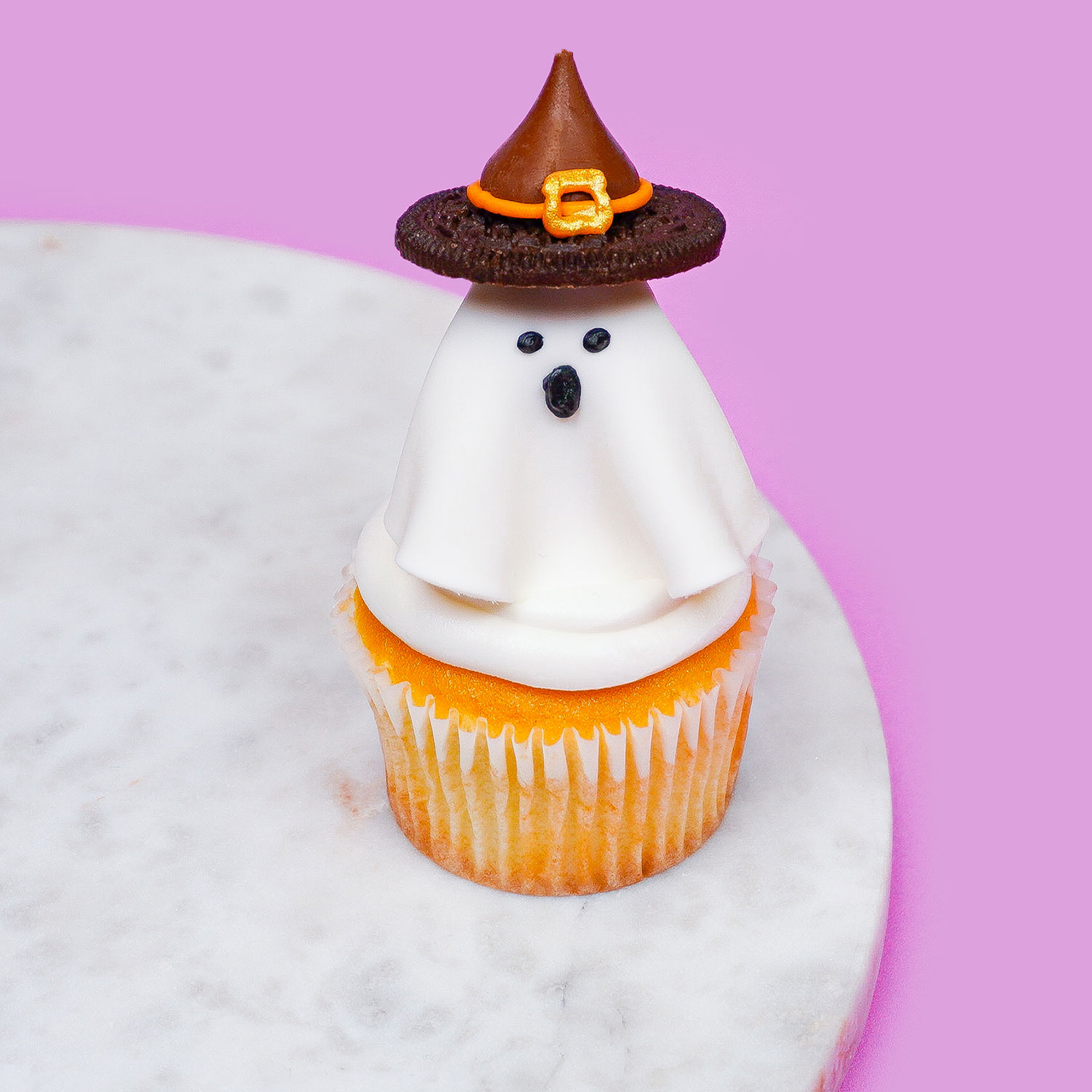 cupcake decorated to look like a ghost