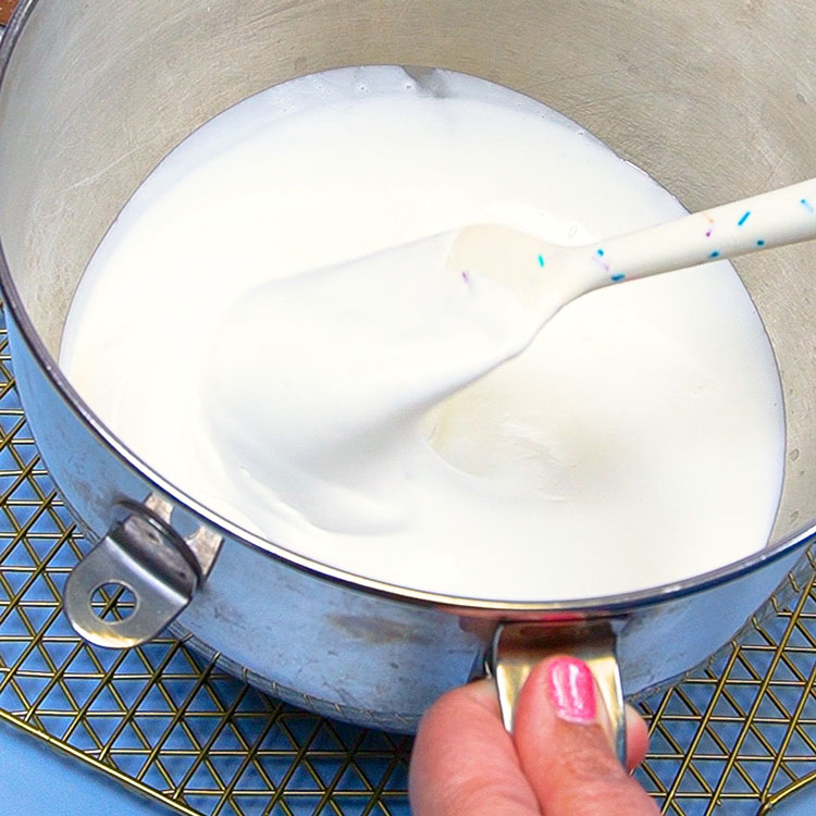 homemade marshmallow cream in mixing bowl