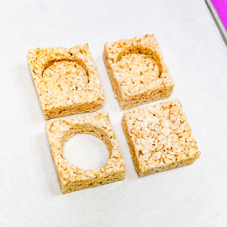 rice krispie treats on a cookie sheet