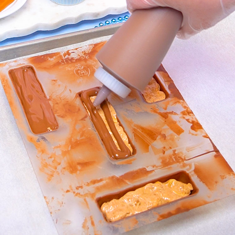 sealing candy bar with melted milk chocolate