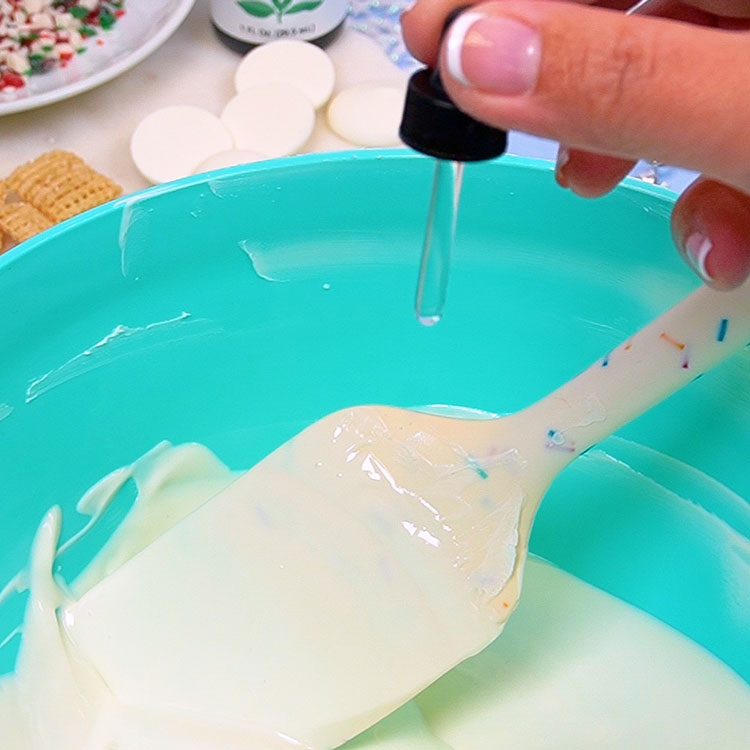 flavoring white chocolate with peppermint oil